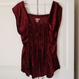 Red Velour Gothic Peasant Blouse